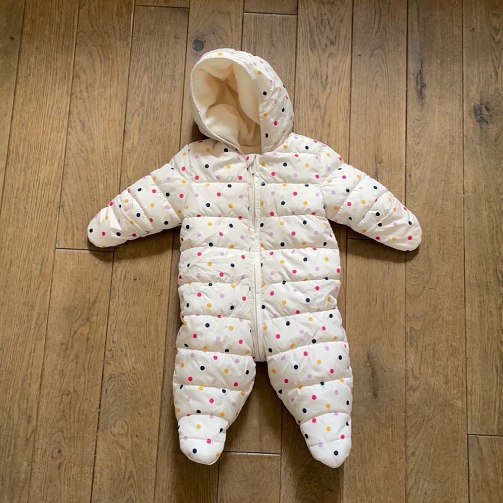 Polka dot snowsuit